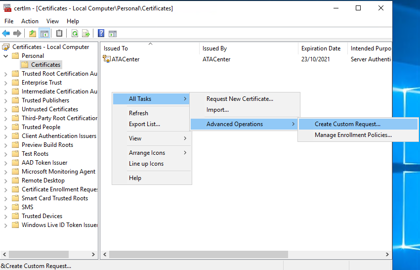 Create Custom Certificate